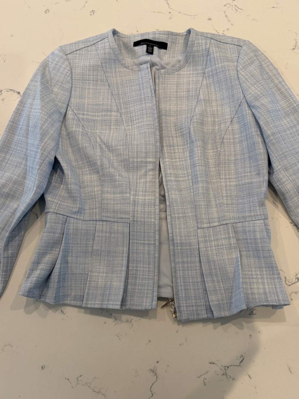 White House Black Market Light Blue Women’s Plaid Peplum Lined Jacket